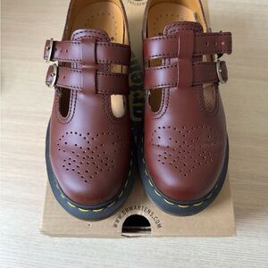 Dr. Martens Brown Leather Flats with Heart Design